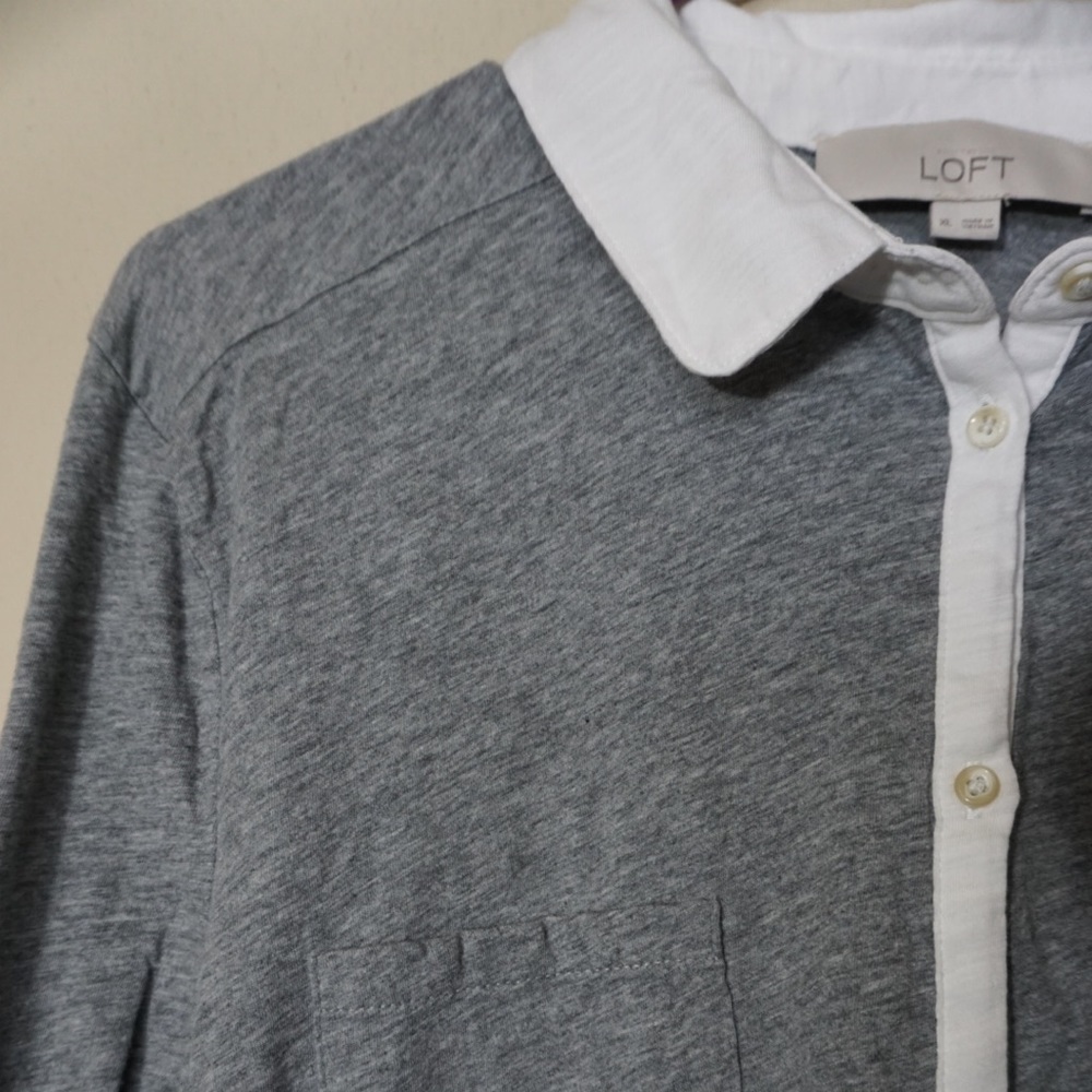 LOFT Button Down Long Sleeve Blouse Dress Shirt - Picture 1 of 7